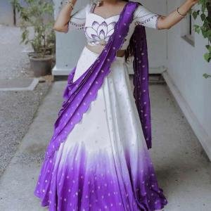Real Hand Work With Digital Print Party Wear Lehenga