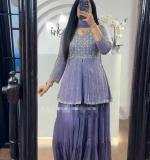 Violet Chinon Sequence Work Lehenga