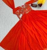 Orange Fox Georgette Gown