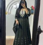 Green Chinon Embroidery Sequence Gown