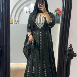 Green Chinon Embroidery Sequence Gown