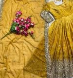 YELLOW PARTY WEAR LOOK DRESS