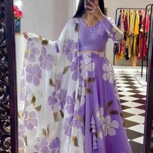 Purple Fox Georgette Lehenga