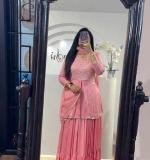Pink Chinon Sequence Work Lehenga