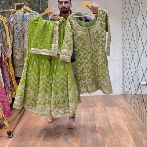Green Heavy Faux Georgette Dress