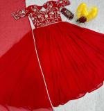 Red Fox Georgette Embroidered Gown