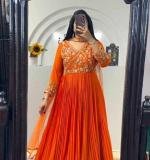 Orange Fox Georgette Gown