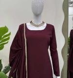 Natural crep silk Beads with moti Party Wear Dress
