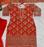 Orange Heavy Faux Georgette Dress
