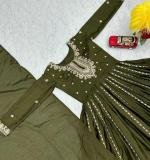 Green Chinon Embroidery Sequence Gown