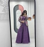 Wine Pure Tissue Simmer Party Wear Dress