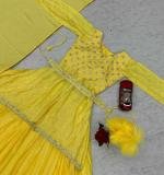 Yellow Chinon Sequence Work Lehenga