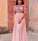 Pink Handwork & Kalamkari Print Gown
