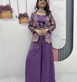 Wine Pure Tissue Simmer Party Wear Dress
