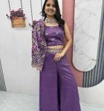 Wine Pure Tissue Simmer Party Wear Dress