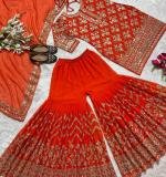Orange Heavy Faux Georgette Dress