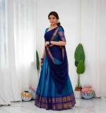 Blue Kanjiveram Silk Zari Lehanga