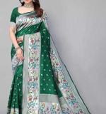 KPR 295 NEW SOFT LITCHI SILK CLOTH GREEN SAREE