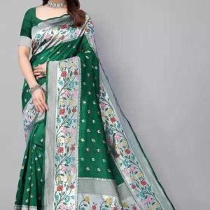 KPR 295 NEW SOFT LITCHI SILK CLOTH GREEN SAREE