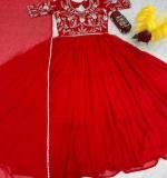 Red Fox Georgette Embroidered Gown