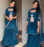 Natural Crep With Heavy Embroidery Work Dress