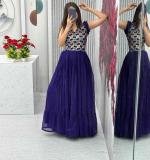Blue Embroidered Gown