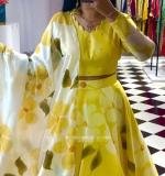 Yellow Fox Georgette Lehenga