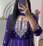 Violet Chinon Embroidery Sequence Gown