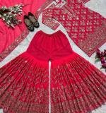 Red Heavy Faux Georgette Dress