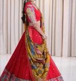 Red Kalamkari Print Lehenga