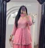 Pink Chinon Sequence Work Lehenga