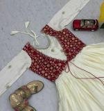 Bandhej Gown With Attach Shrug