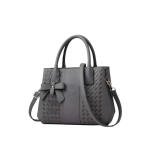 Women's PU Leather Solid Shoulder Zipper Handbag (Grey)