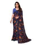 Women's Georgette Printed Saree With Unstitched Blouse 5.5Mtr (Purple)