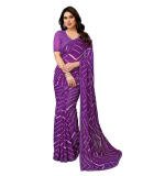 Women's Georgette Printed Saree With Unstitched Blouse 5.5Mtr (Blue