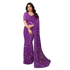 Women's Georgette Printed Saree With Unstitched Blouse 5.5Mtr (Blue