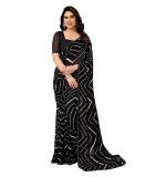 Women's Georgette Printed Saree With Unstitched Blouse 5.5Mtr (Black)