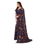 Women's Georgette Printed Saree With Unstitched Blouse 5.5Mtr (Purple)