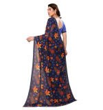 Women's Georgette Printed Saree With Unstitched Blouse 5.5Mtr (Purple)