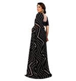 Women's Georgette Printed Saree With Unstitched Blouse 5.5Mtr (Black)