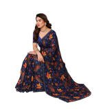 Women's Georgette Printed Saree With Unstitched Blouse 5.5Mtr (Purple)