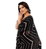 Women's Georgette Printed Saree With Unstitched Blouse 5.5Mtr (Black)