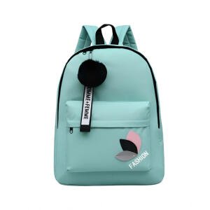 : Unisex PU Leather Solid Medium Zipper Backpack (Green)