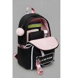 Unisex PU Leather Solid Medium Zipper Backpack (Black)