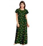 Women's Cotton Printed Maxi Nighty (Green)