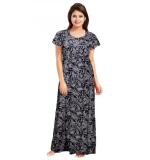 Women's Cotton Printed Maxi Nighty (Grey)