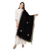 Women's Velvet Gotta Patti Dupatta (Black, Length:  2.25 to 2.50 Mtr)