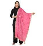 Women's Velvet Gotta Patti Dupatta (Pink, Length:  2.25 to 2.50 Mtr)