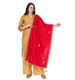 Women's Velvet Gotta Patti Dupatta (Pink, Length:  2.25 to 2.50 Mtr)