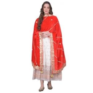 Women's Velvet Gotta Patti Dupatta (Red, Length:  2.25 to 2.50 Mtr)